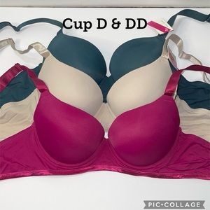 Bundle 3 Pieces Push Up Slight Padded T-Shirt Lightly Line Plus Size Underwire.